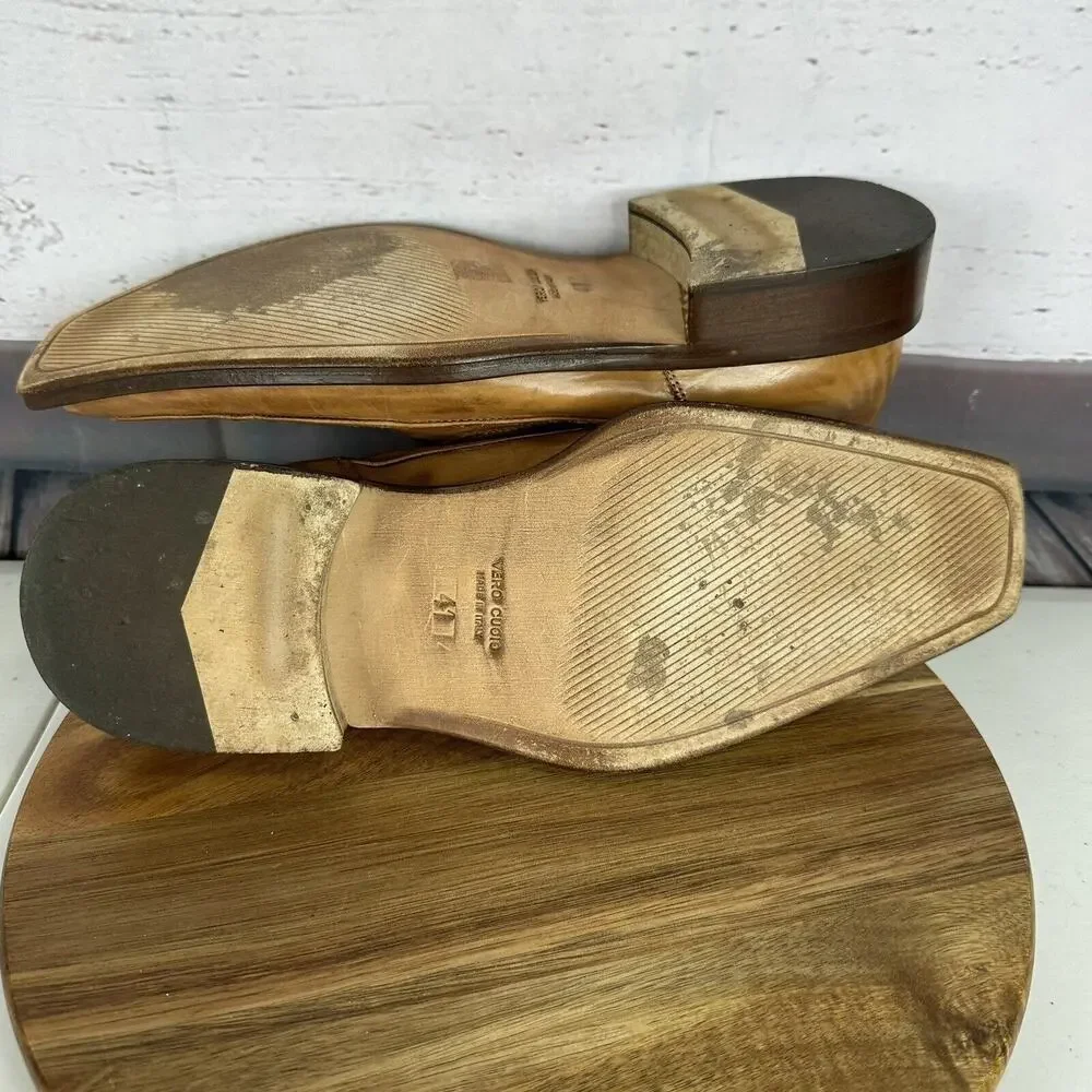 Nicola Barbato Chelsea Boot Mens 41 Tan Italian‎ Leather Slip on Western Square
